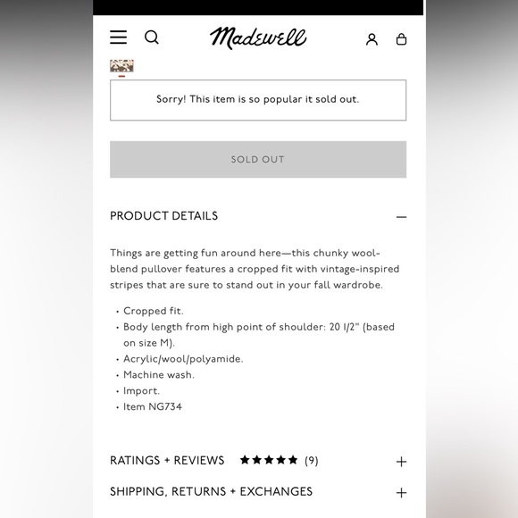 Madewell Aldridge Crop Pullover Sweater - Picture 7 of 7